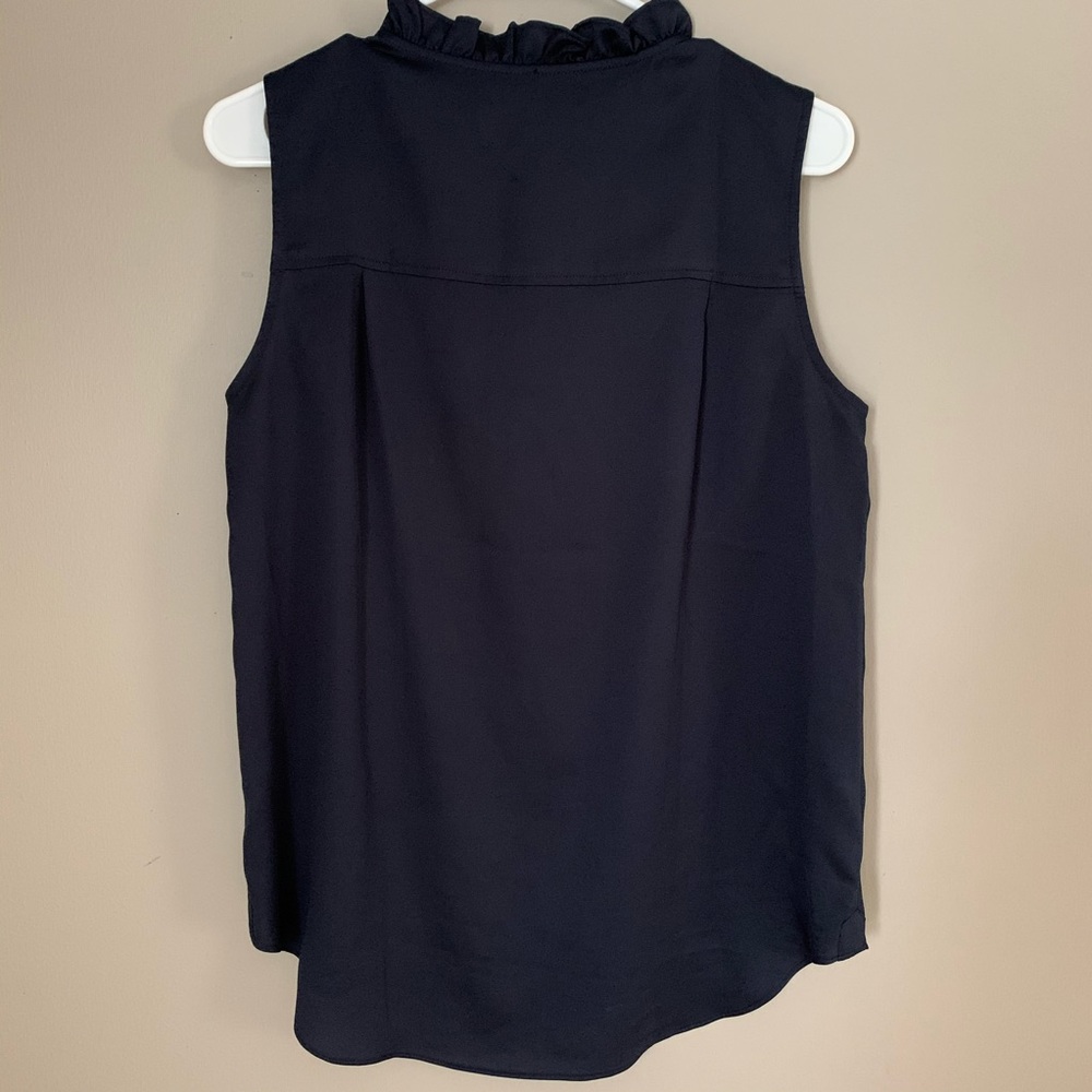 LOFT Tank Top Blouse Ruffle Collar Button Straps - Picture 5 of 5